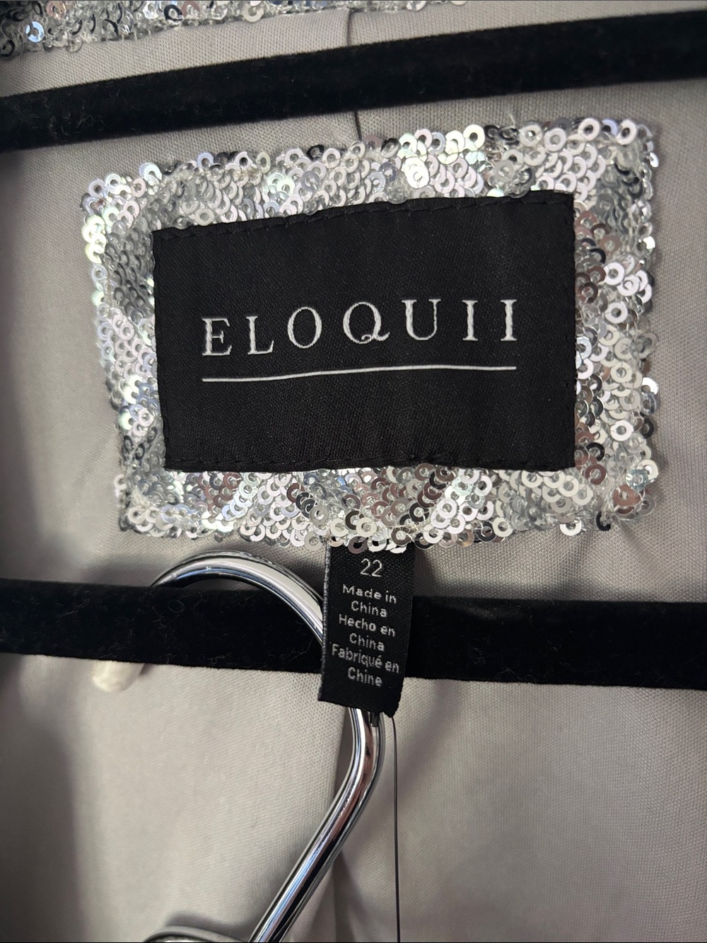 Eloquii Sequin Diamond Quilt Pattern Blazer + Wide-Leg Pant Suit Set - 22W Plus - Picture 4 of 11